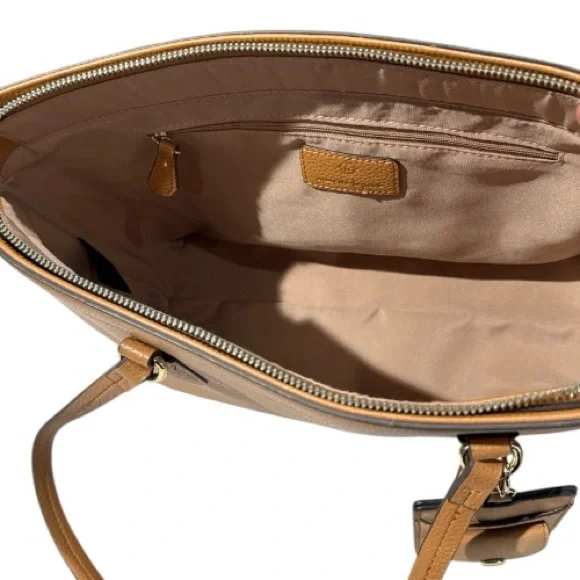 Nanette Lepore Jaelyn Camel Tan Faux Leather Pebble Texture Tote Bag - Picture 8 of 11